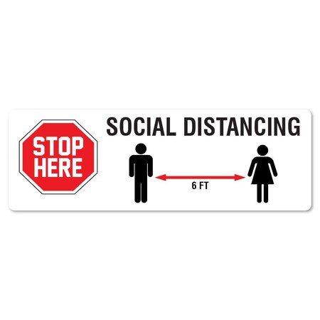 Signmission Stop 6 Ft Social Distance Non-Slip Floor Graphic, 12PK, 16 in H, FD-R-16-12PK-99982 FD-R-16-12PK-99982